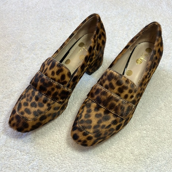 Boden Shoes - Boden calf hair animal print block heel loafers